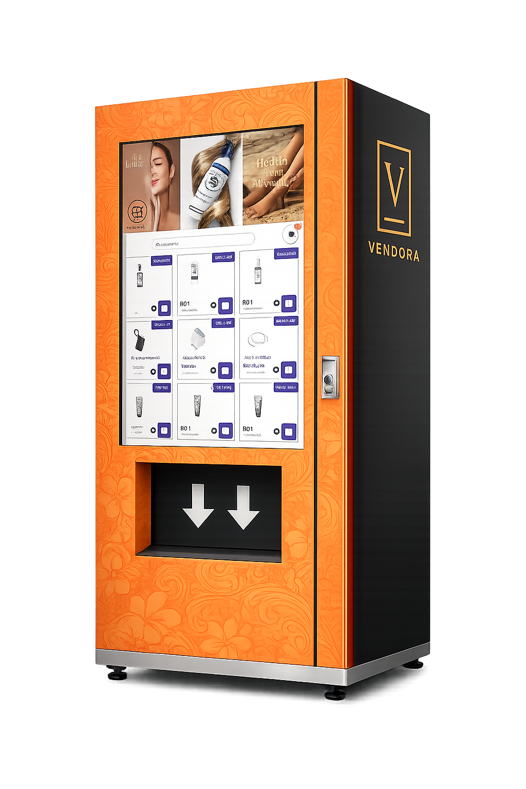 The Vendora Alto vending machine, finished in gold and black