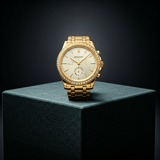 Luxury gold watch ad displayed on Vendora smart screen